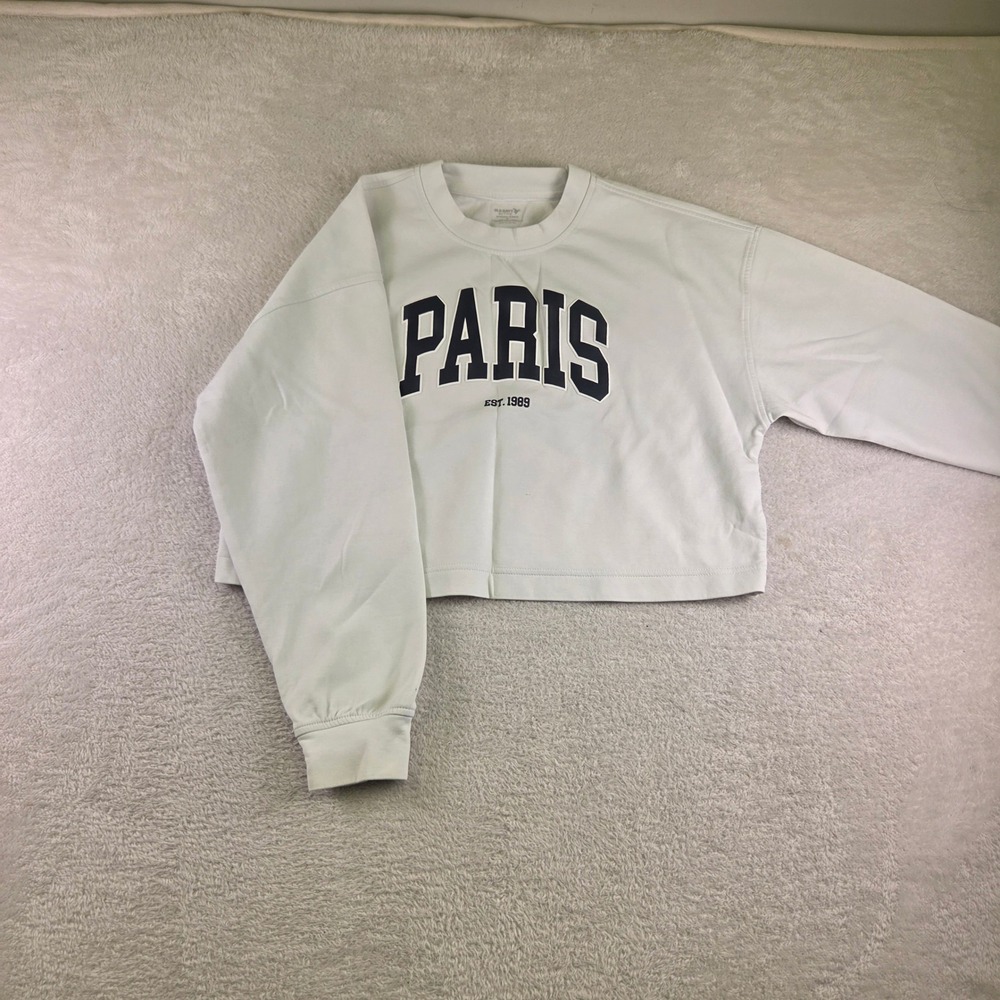 Old Navy Active Dynamic Fleece Sweatshirt White Boxy Crew Neck Pullover Medium